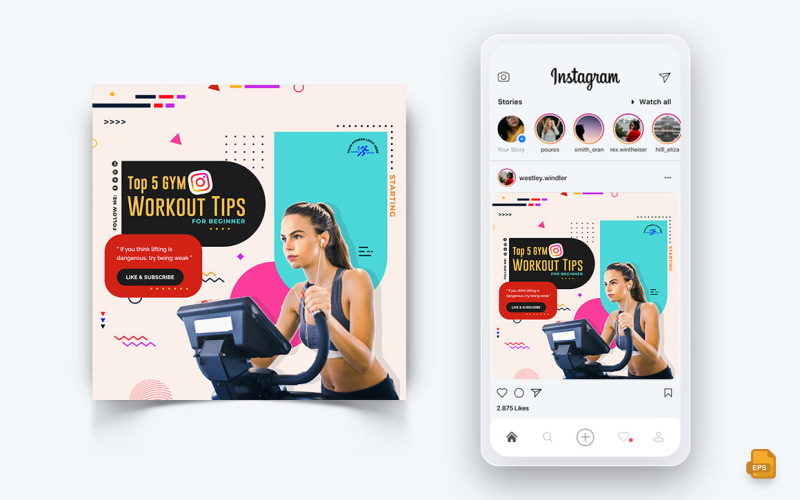 Edzőterem és Fitness Stúdió Közösségi média Instagram Post Design-08