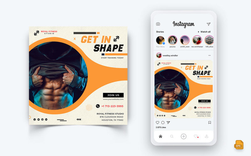 Edzőterem és Fitnesz Stúdió Közösségi média Instagram Post Design-18