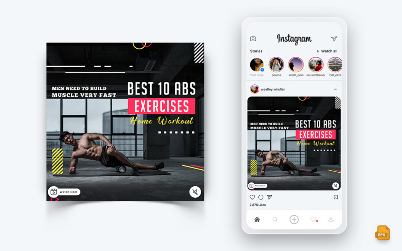 Fitnessstudio und Fitnessstudio Social Media Instagram Post Design-02