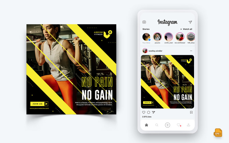 Fitnessstudio und Fitnessstudio Social Media Instagram Post Design-25