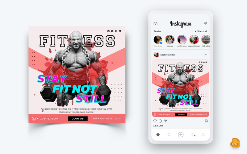 Gym et Fitness Studio Médias sociaux Instagram Post Design-17