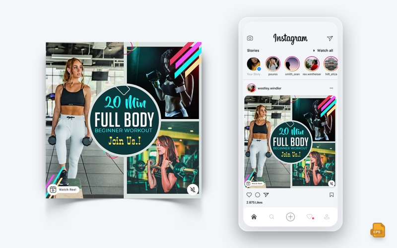 Gym och Fitness Studio Social Media Instagram Post Design-01