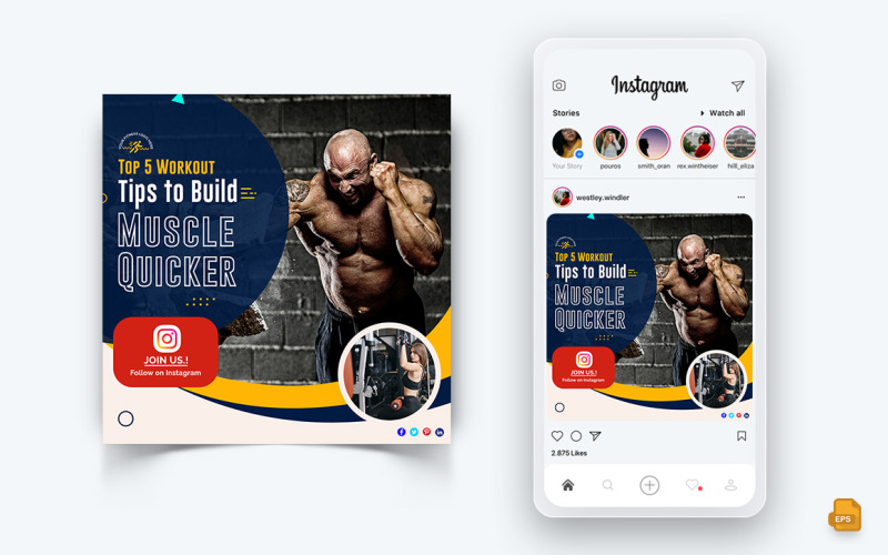 Gym och Fitness Studio Social Media Instagram Post Design-07