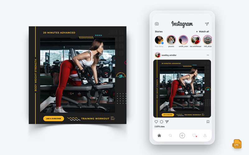 Gym och Fitness Studio Social Media Instagram Post Design-13