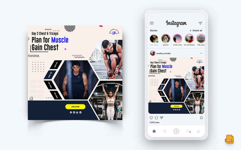 Gym och Fitness Studio Social Media Instagram Post Design-15