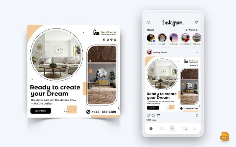 Innenarchitektur und Möbel Social Media Instagram Post Design-18