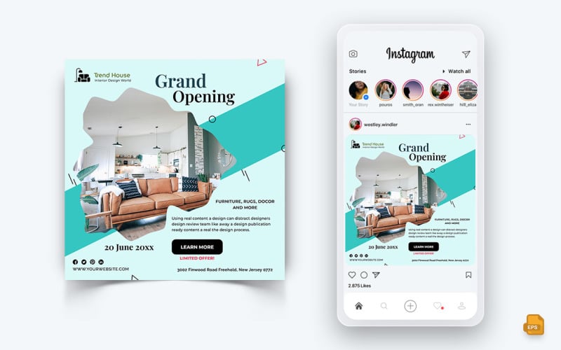 Innenarchitektur und Möbel Social Media Instagram Post Design-28