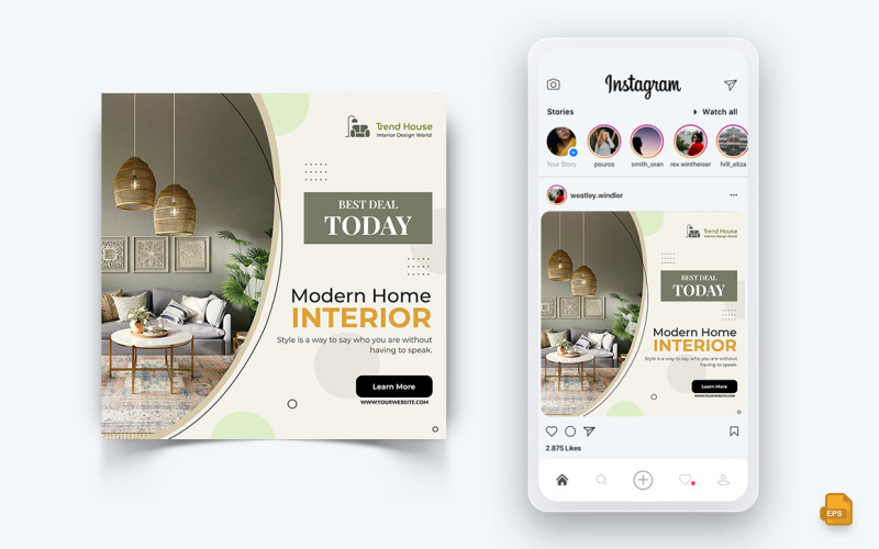 Innenarchitektur und Möbel Social Media Instagram Post Design-43