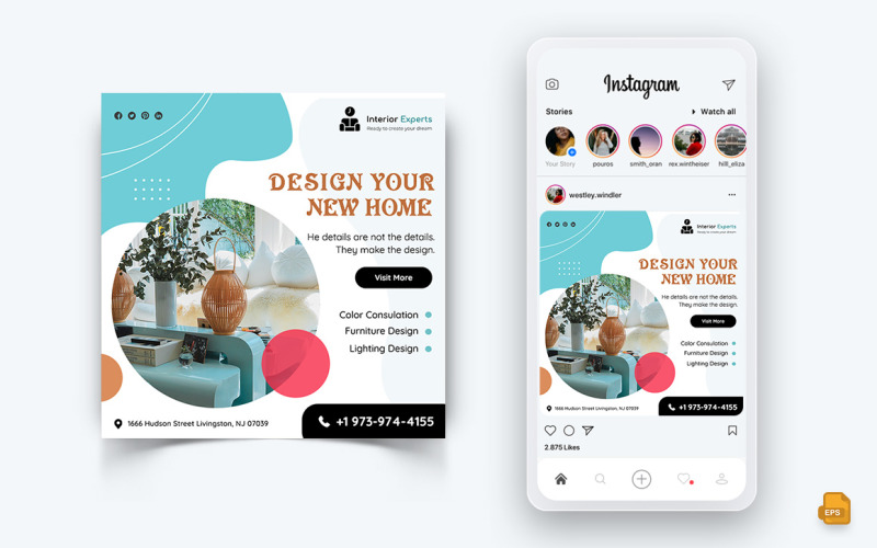 Innenarchitektur und Möbel Social Media Instagram Post Design-23