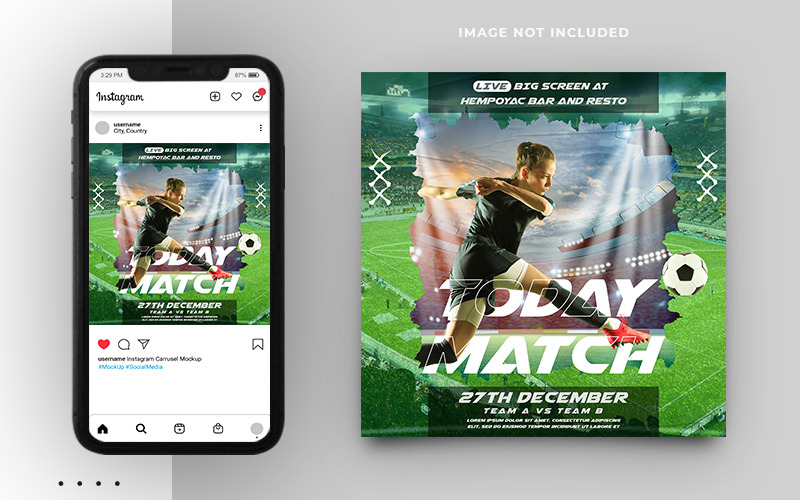Modello di progettazione di banner per post sui social media di calcio