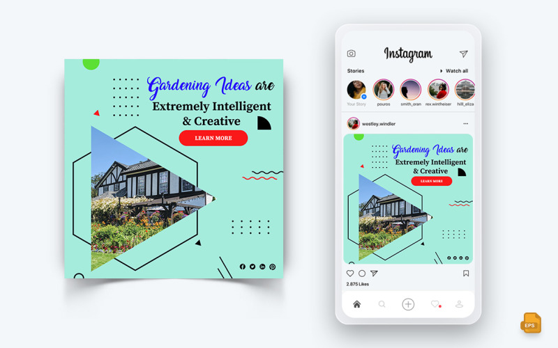 Ogrodnictwo w mediach społecznościowych Instagram Post Design-05