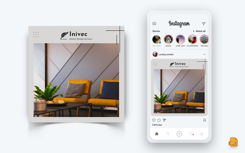 Projektowanie wnętrz i mebli Media społecznościowe Instagram Post Design-09