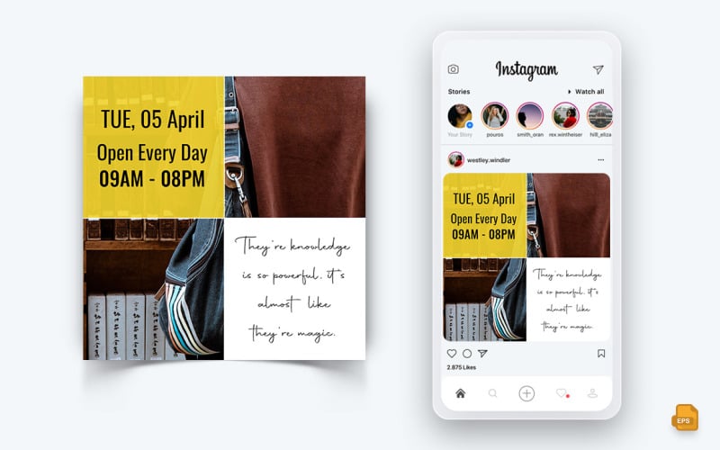 Conception de publication Instagram sur les médias sociaux de la Journée nationale des bibliothécaires-15