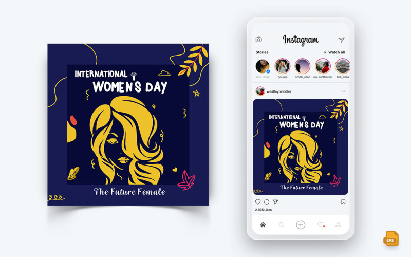 Conception de publication Instagram sur les médias sociaux pour la Journée internationale de la femme-10