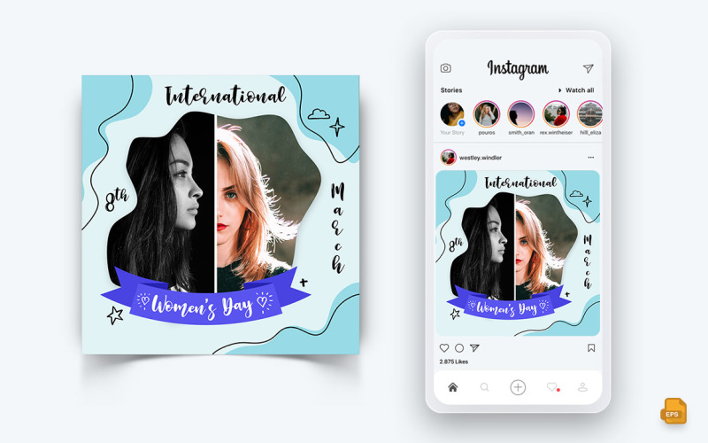 Conception de publication Instagram sur les médias sociaux pour la Journée internationale de la femme-14