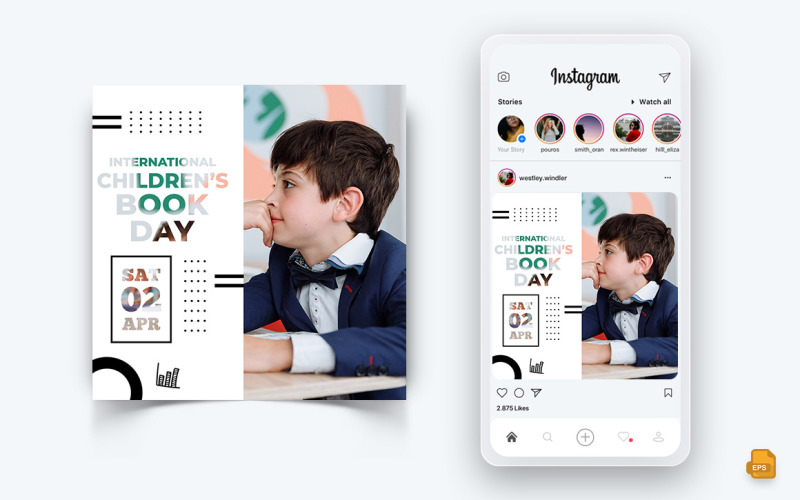 Diseño de publicación de Instagram en redes sociales del Día Internacional del Libro Infantil-08