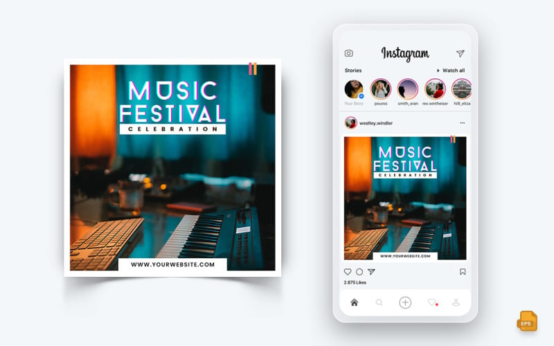 Fête de la musique sur les médias sociaux Instagram Post Design-03