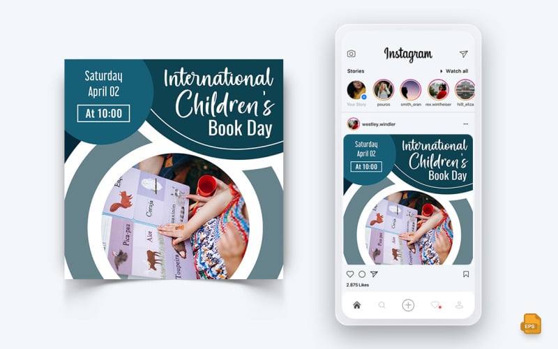 Internationaler Kinderbuchtag Social Media Instagram Post Design-12