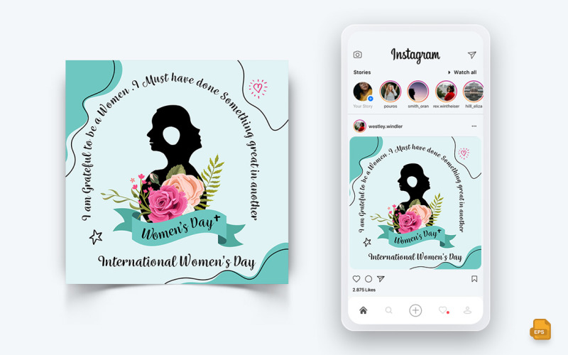 Internationella kvinnodagen Sociala medier Instagram Post Design-11