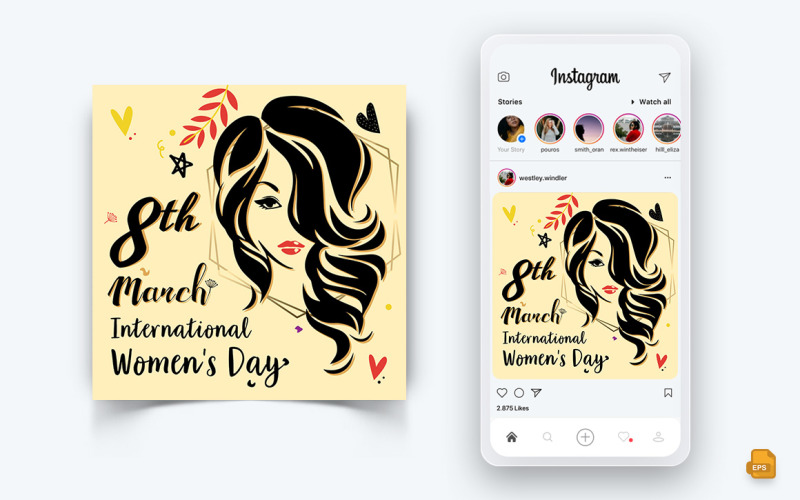 Międzynarodowy Dzień Kobiet w mediach społecznościowych Instagram Post Design-05