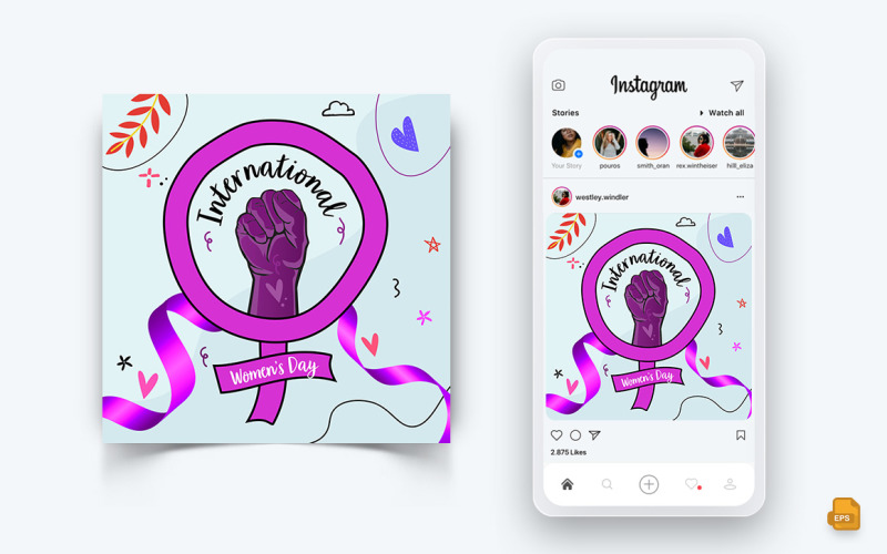 Międzynarodowy Dzień Kobiet w mediach społecznościowych Instagram Post Design-08