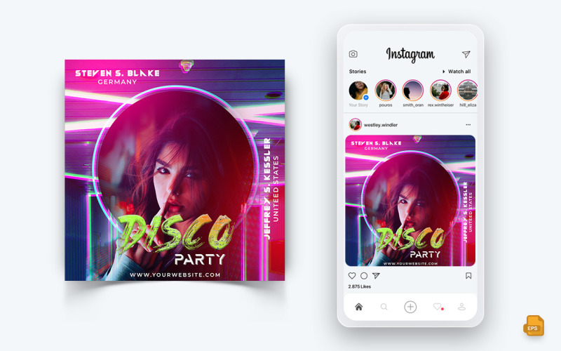 Müzik Gecesi Partisi Sosyal Medya Instagram Post Tasarımı-11