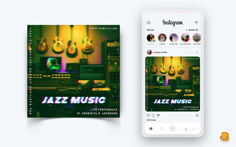 Музыкальная вечеринка в социальных сетях Instagram Post Design-10