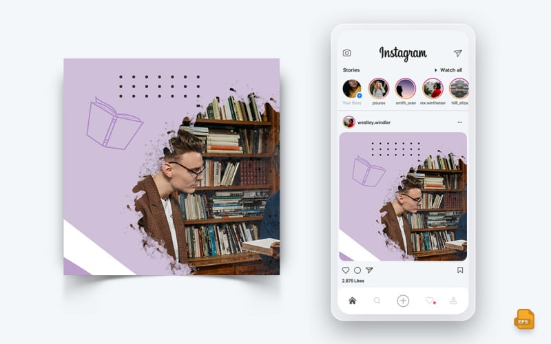 Národní den knihovníků Sociální média Instagram Post Design-01