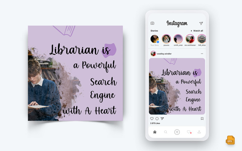 Narodowy Dzień Bibliotek w mediach społecznościowych Instagram Post Design-02