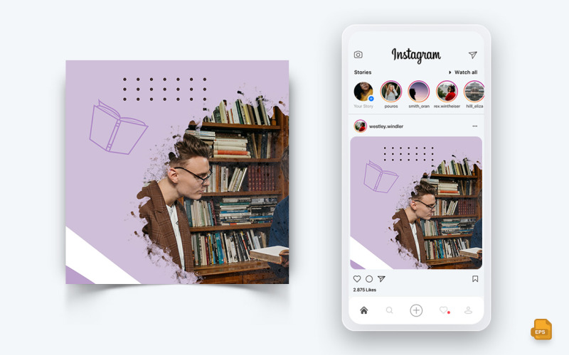 Narodowy Dzień Bibliotekarza w mediach społecznościowych Instagram Post Design-01