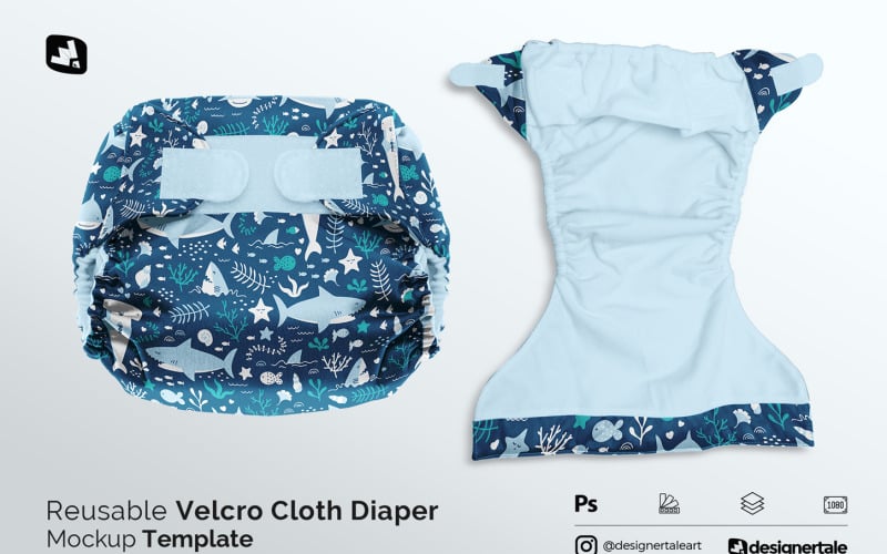 Reusable Velcro Cloth Diaper Mockup