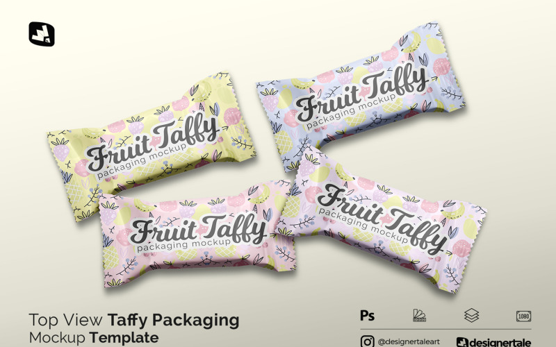 Üstten Görünüm Taffy Ambalaj Mockup