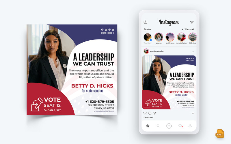 Campagne politique sur les médias sociaux Instagram Post Design-08