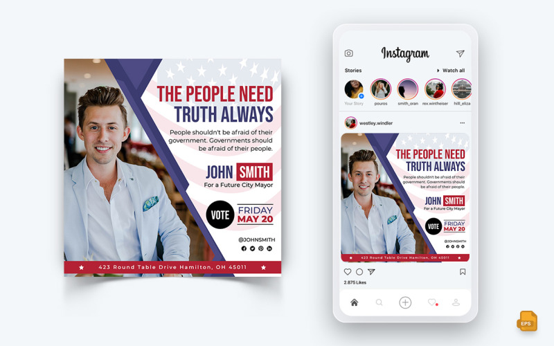 Politická kampaň Sociální média Instagram Post Design-05