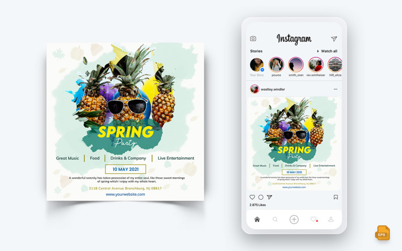 Conception de publication Instagram sur les médias sociaux de la saison printanière-23