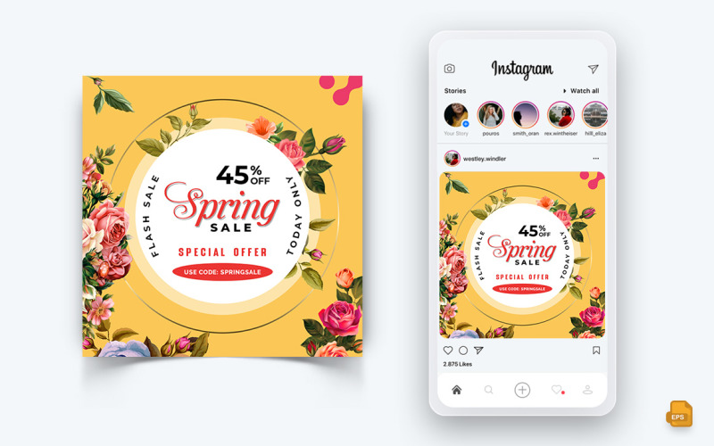 Design de postagem de mídia social do Instagram da temporada de primavera-12