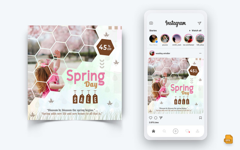 Design de postagem de mídia social do Instagram da temporada de primavera-17