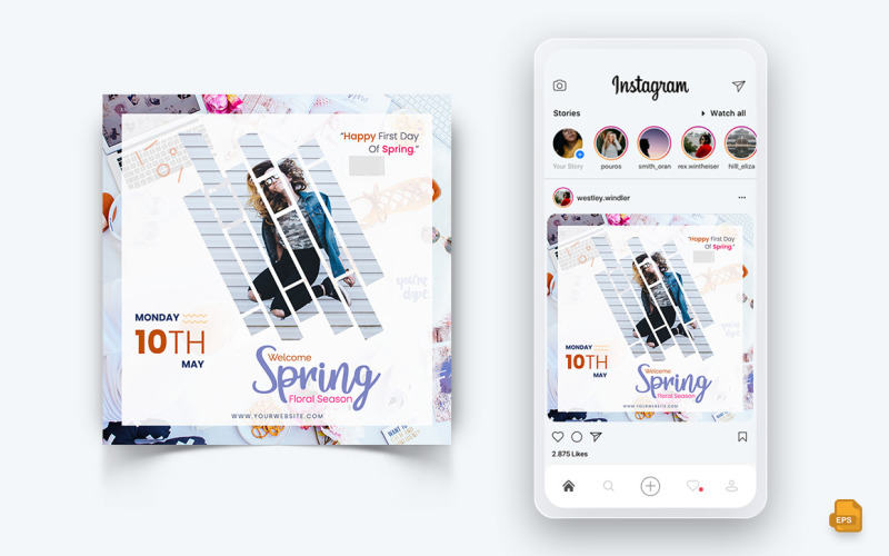 Design de postagem de mídia social do Instagram da temporada de primavera-22