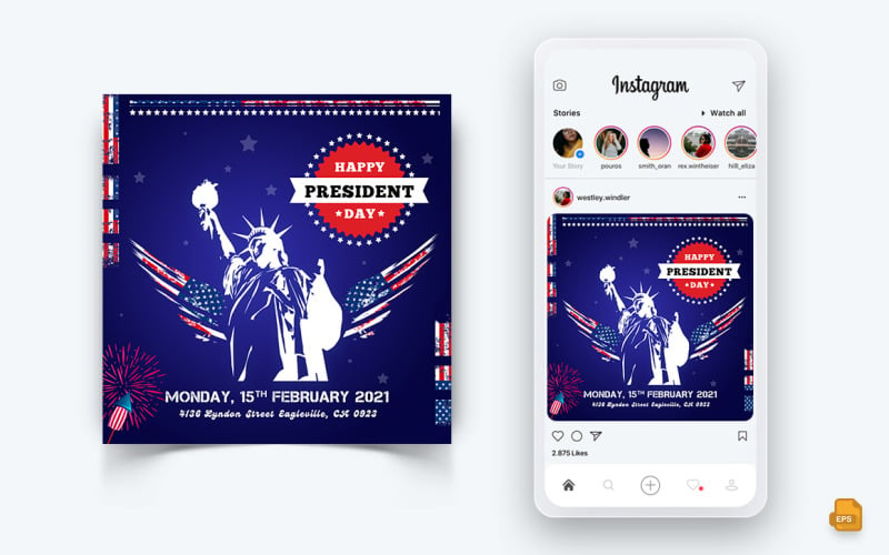 Design de postagem do Instagram de mídia social do Dia do Presidente-03