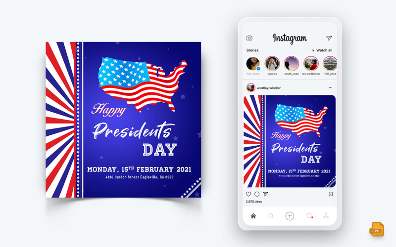 Design de postagem do Instagram de mídia social do Dia do Presidente-05