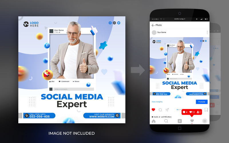 Flat Design Instagram Posts Influencer Marketing Experts Agency Or Social Media Post Design Template