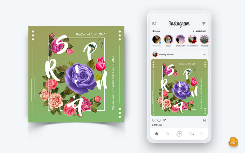 Frühlingssaison Social Media Instagram Post Design-05