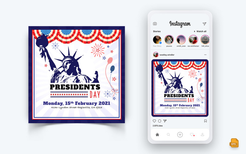 Social Media Instagram Post Design des Präsidententages-02