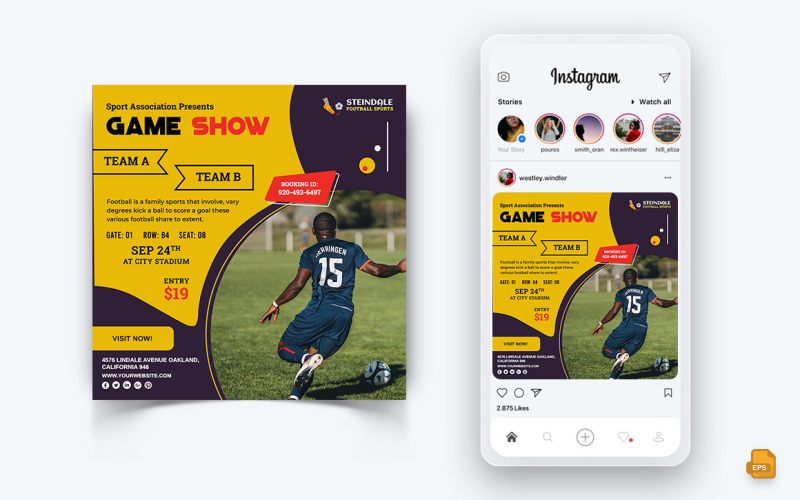 Spor Turnuvaları Sosyal Medya Instagram Post Tasarımı-19