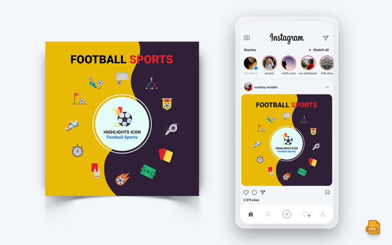 Sportovní turnaje Sociální sítě Instagram Post Design-01