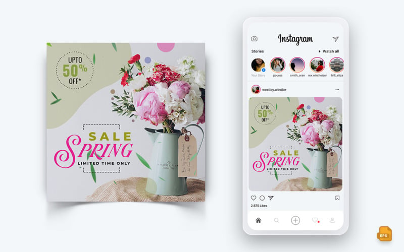 Tavaszi szezon közösségi média Instagram Post Design-03