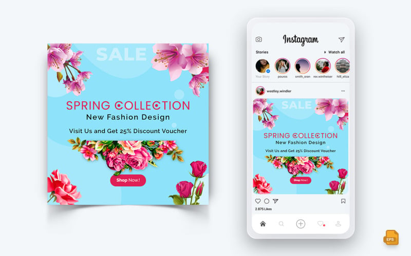 Tavaszi szezon közösségi média Instagram Post Design-04