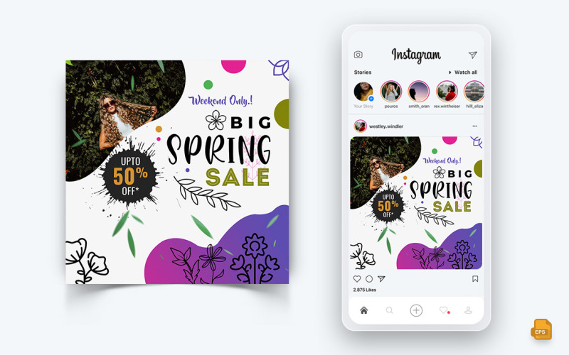 Tavaszi szezon közösségi média Instagram Post Design-08