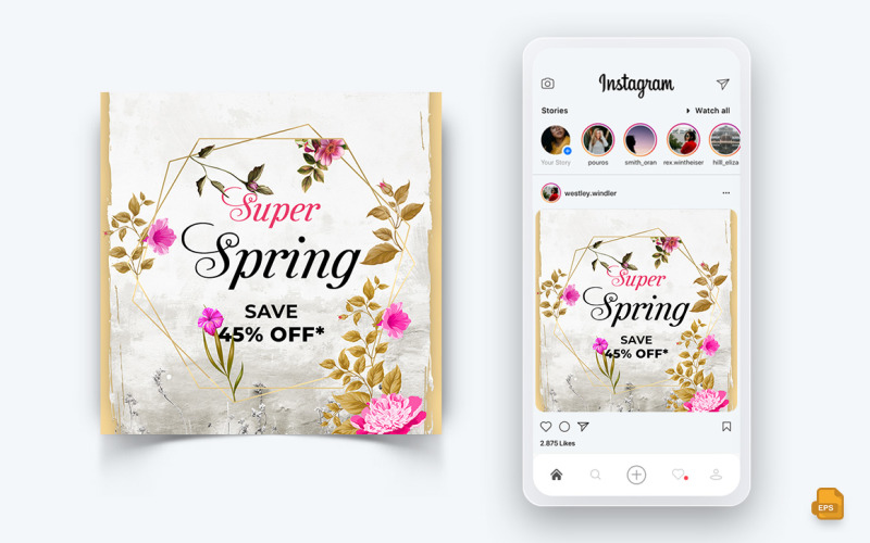 Tavaszi szezon közösségi média Instagram Post Design-11