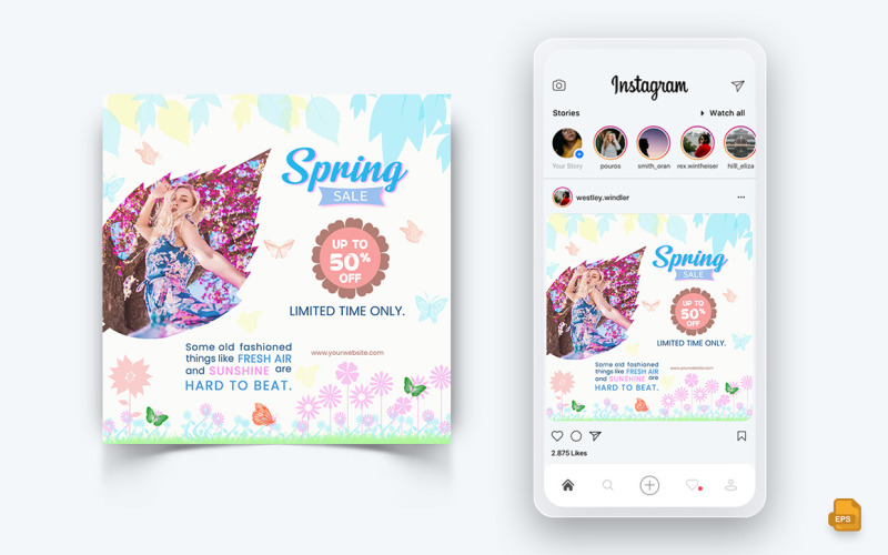 Tavaszi szezon közösségi média Instagram Post Design-20